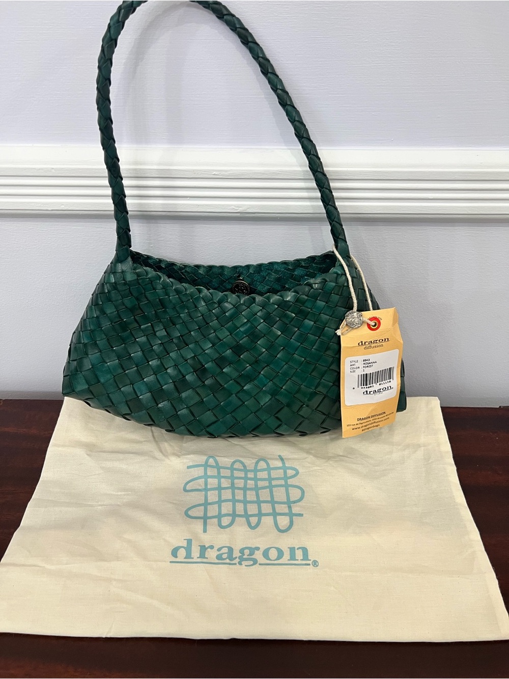 Dragon Diffusion The Rosanna Woven Bag Forest Green - Picture 3 of 14